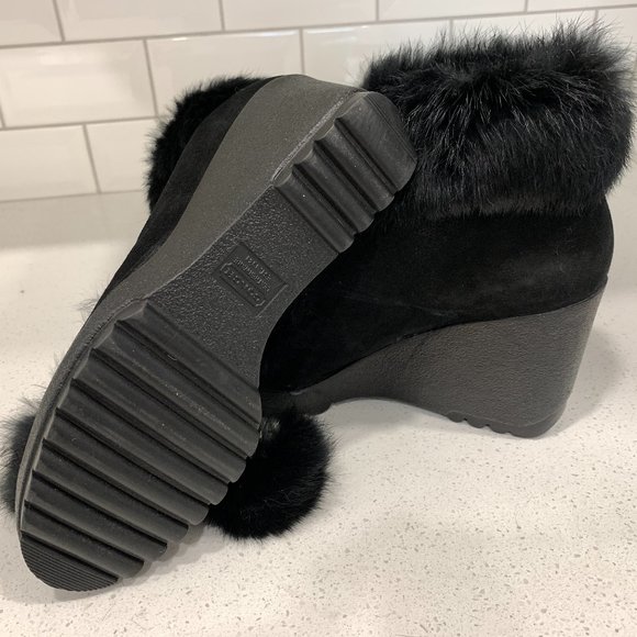 💖COACH Black Suede Rabbit Fur Boots Italian NWOT - Picture 8 of 11
